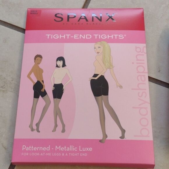Lot of 2 Spanx Tights One Reversible black and brown And One Metallic shimmer A - Picture 3 of 10